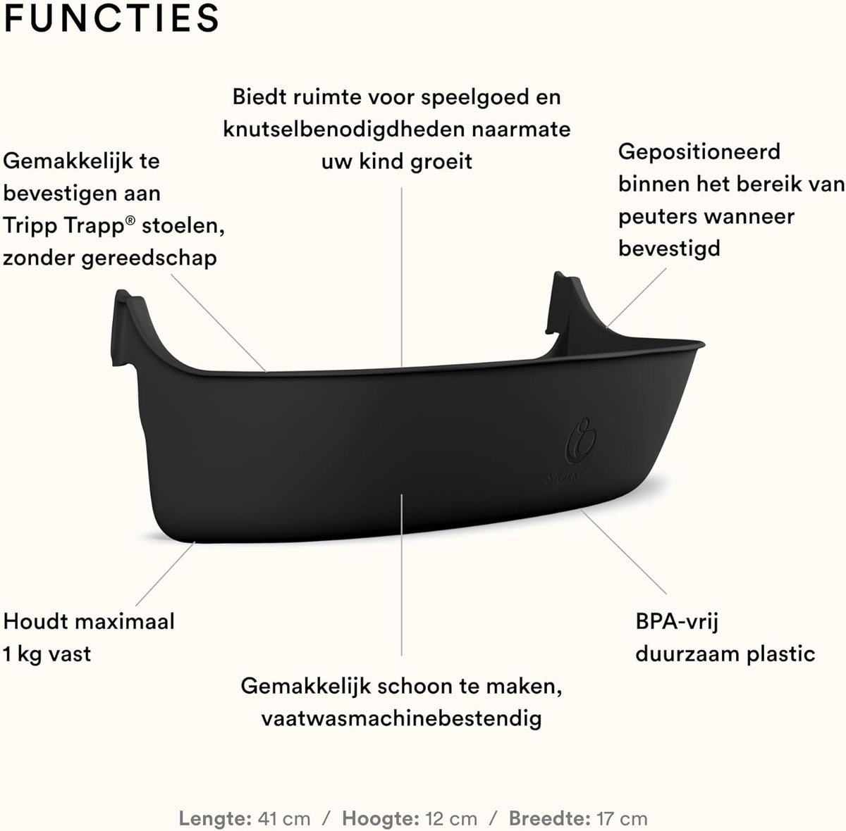 Stokke® Tripp Trapp® Stoel - Storage Opbergbakje | Zwart thumbnail 5
