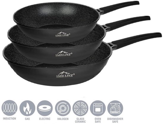 Klausberg KB-7962 Pannenset 7 Delig Zwart | Marmer Anti-aanbaklaag Klausberg KB-7962 Pannenset 7 Delig Zwart | Marmer Anti-aanbaklaag