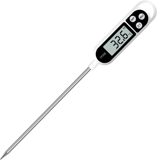 Digitale Keukenthermometer- Zeer nauwkeurige thermometer voor koken met roestvrijstalen sonde voor braden, grillen en koken. Meetbereik -50 °C tot 300 °C.