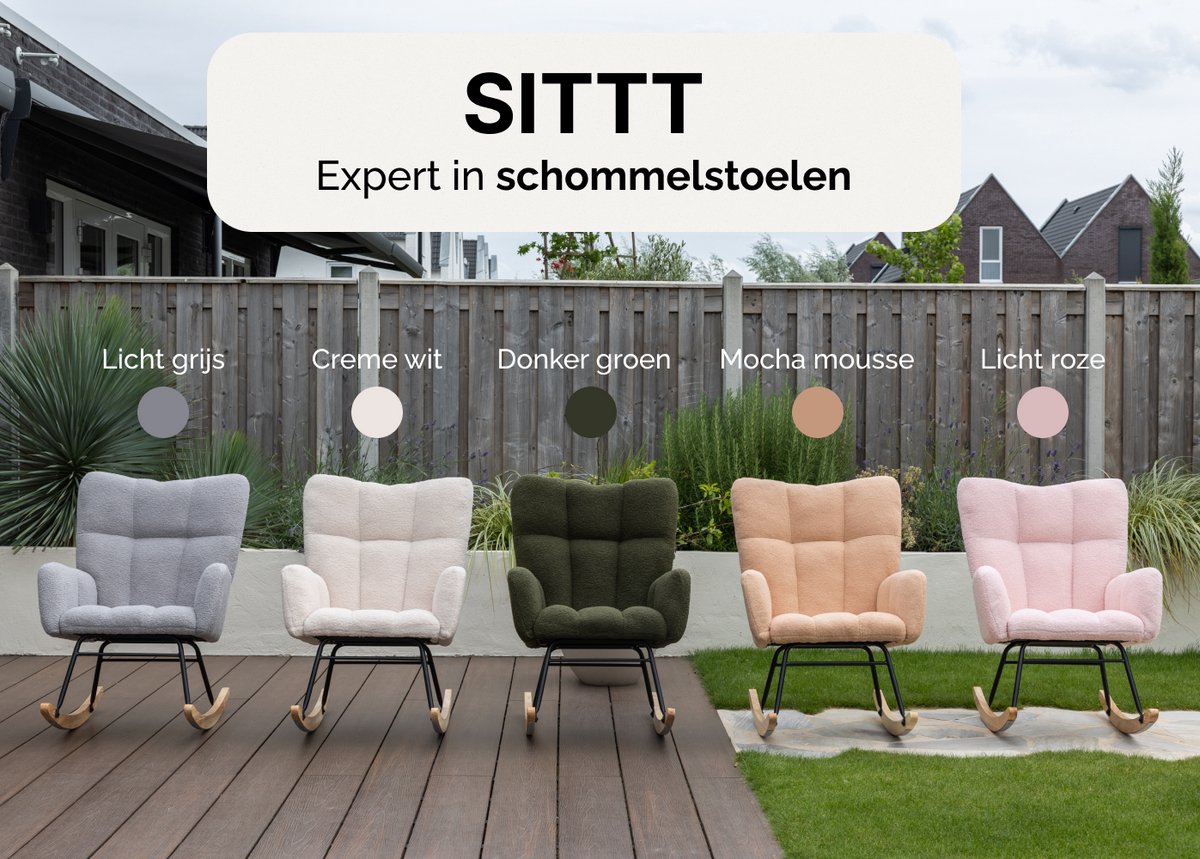 SITTT Schommelstoel - Relaxstoel babykamer - Fauteuil - Voedingsstoel - Roomwit - Beige — afbeelding 6