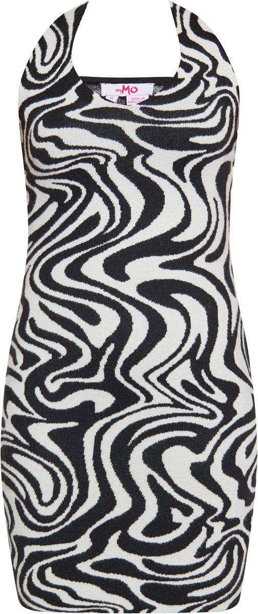 MyMo Jurk wol wit zwart