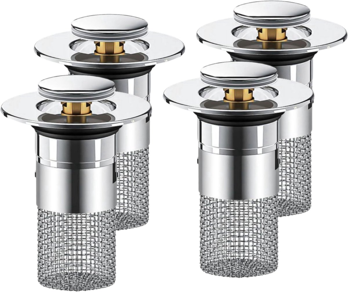 Gootsteenzeef 4 stuks - 34-40mm - Universele Afvoerplug - Wastafelstop
