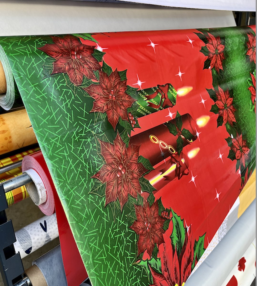 Kersttafelkleed van tafelzeil - Kaarsenpatroon - Per meter