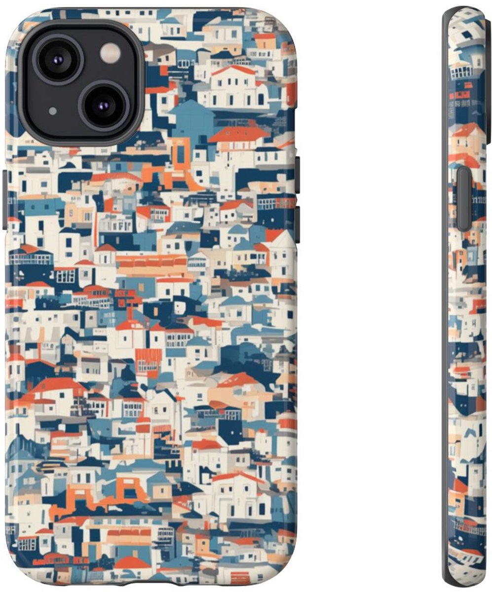 Dichtbebouwde Stadswoningen Patroon – Telefoonhoesje Geschikt voor iPhone 14 Plus