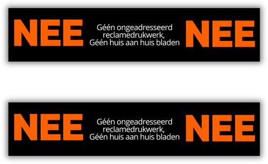 Foto: Nee nee brievenbus stickers 14x3cm set van 2 nee nee stickers uv en waterproof