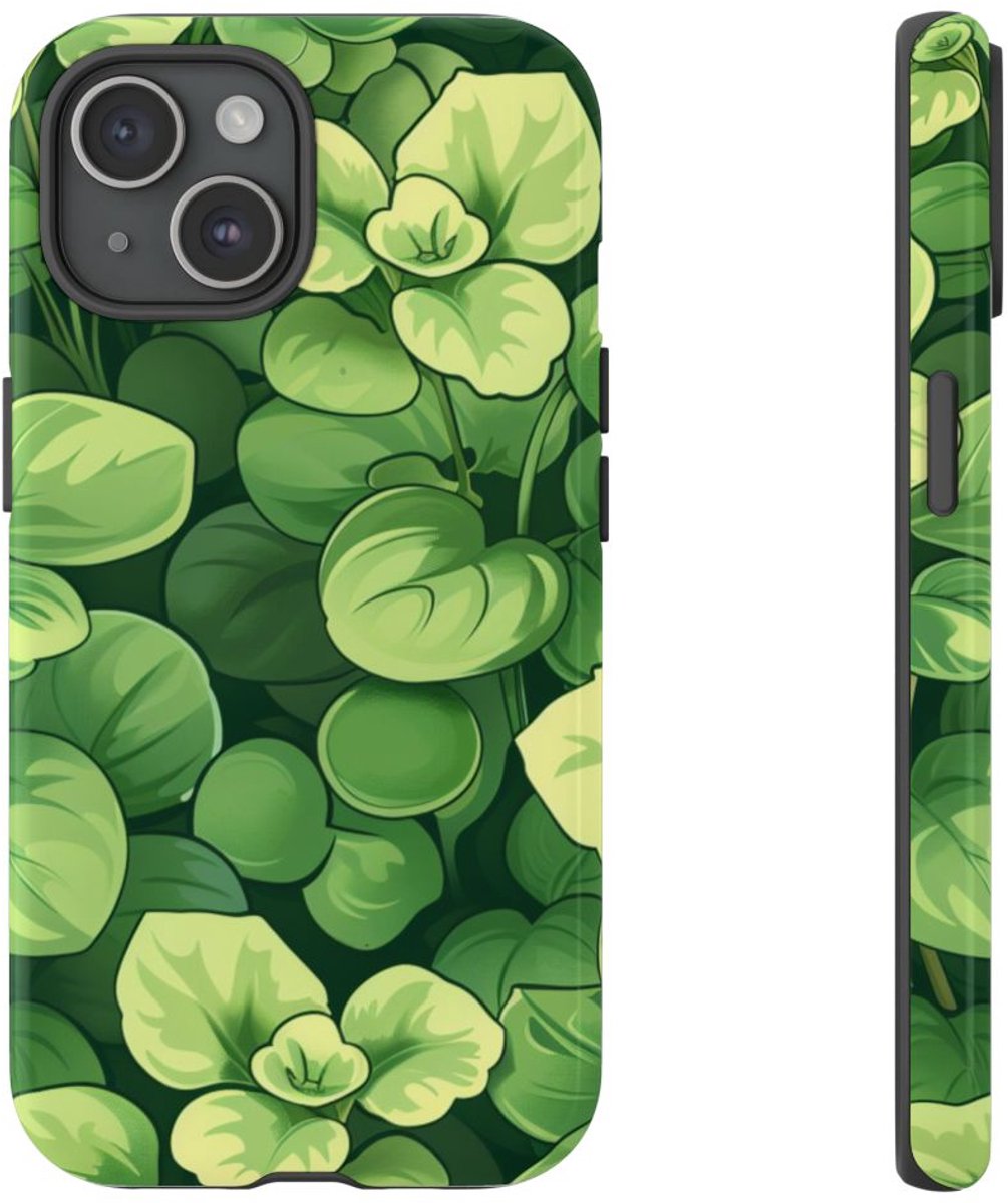 Groen Microgroentenpatroon – Telefoonhoesje Geschikt voor iPhone 15