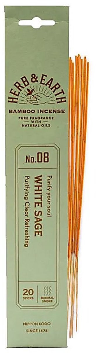 Nippon kodo - herb en earth - white sage - witte salie -wierook stokjes - 1 pakje 20 stokjes