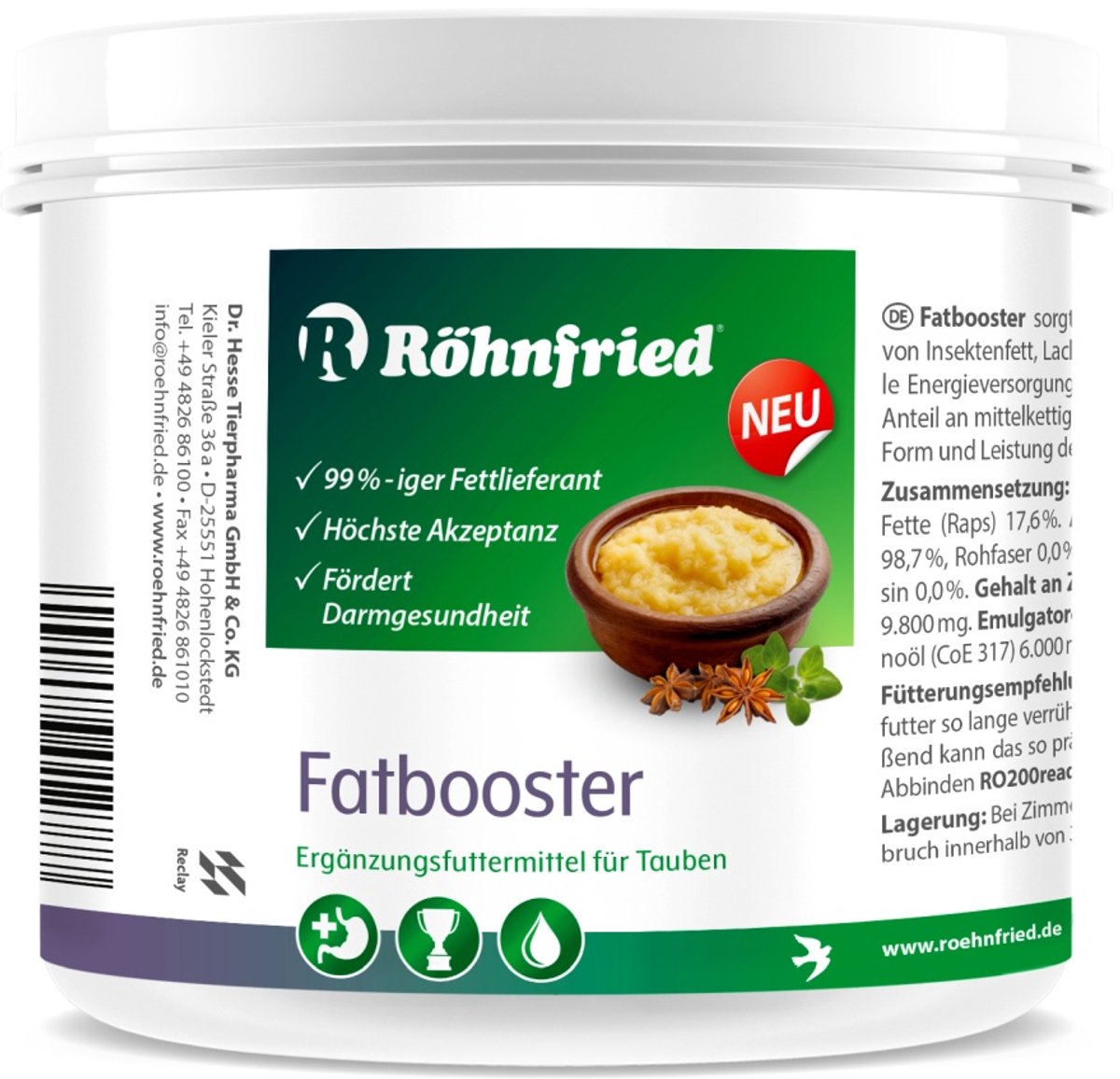 Rohnfried Fatbooster 450g - voor postduiven