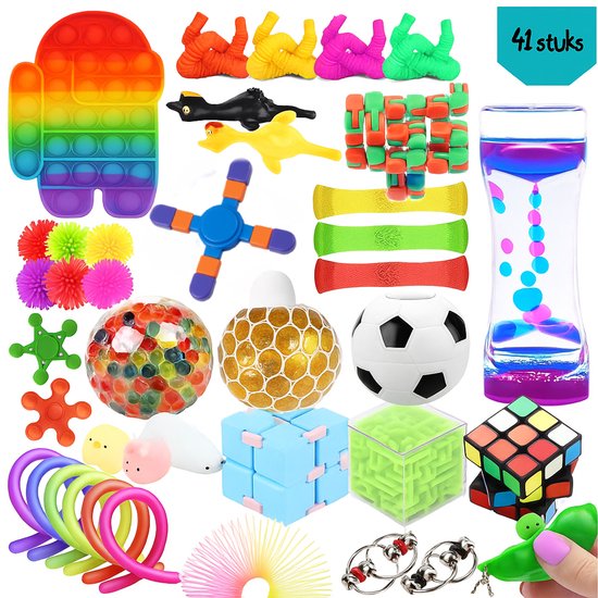 Goplay Fidget Toys Pakket - Fidget toys - 41 stuks - Fidget Toy Box - Set voor Kinderen & Volwassenen - Pop it - Speed cube