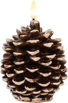 Anna's Collection LED dennenappel kaars - bruin - 10 x 8.5 cm - met timer