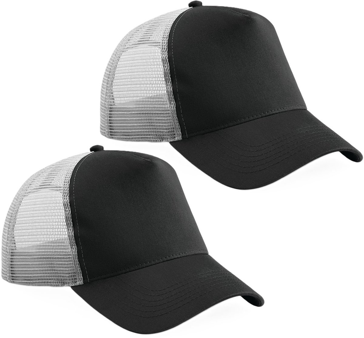 2x Snapback truckerpet ten zwart/grijs
