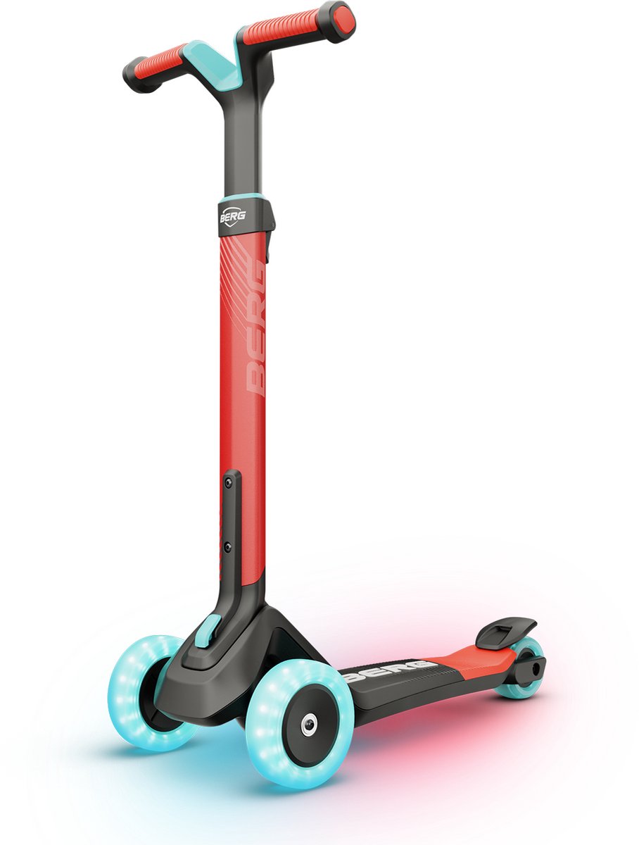 BERG Nexo Step - Kinderstep - Opvouwbaar - In hoogte verstelbaar - Incl. LED-deck + LED wielen - 2 tot 12 jaar - Rood