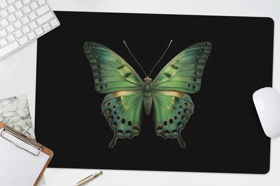 Bureau onderlegger 60x40 cm - Muismat Vlinder - Groen - Diepte - Bureaulegger xl - Desk mat beschermer - Computer muismatten