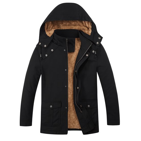 Winterjas - Herfstjas - Winterjas heren - Wintersport - Capuchon - Zwart - M - 024