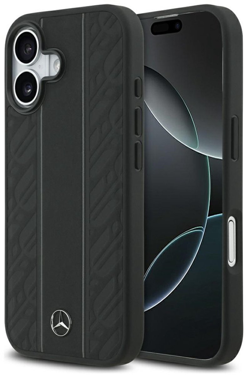 Mercedes-Benz Backcase hoesje geschikt voor iPhone 17 - Effen Zwart - Leer
