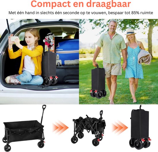 Bolderkar Opvouwbaar Luchtbanden - Strandwagen - Bolderwagen van Merkloos	 — afbeelding 5