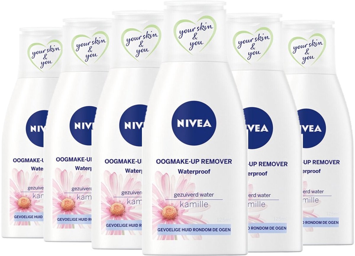 NIVEA Oogmake-Up Remover Sensitive Kamille Waterproof - 6 x 125 ml - Voordeelverpakking
