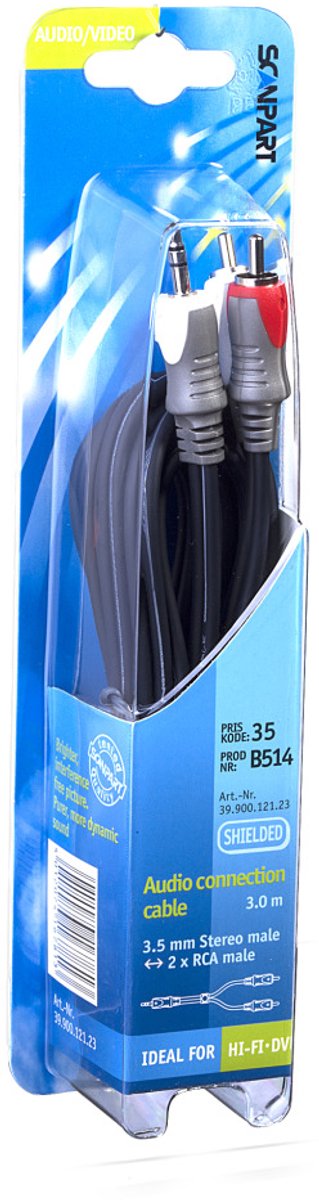 aansluitkabel 3.5 S(M)-2tulp(M) 3,0m