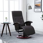 Fauteuil  Bruin Kunstleer met Voetenbank / Loungestoel / Lounge stoel / Relax stoel / Chill stoel / Lounge Bankje / Lounge Fauteil