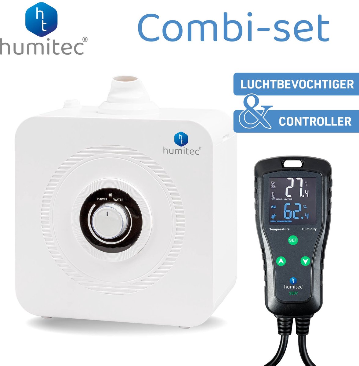 Humitec® Controller-Regelaar- temperatuur en luchtvochtigheidsregelaar + Humitec® Luchtbevochtiger 4liter - terrarium- kweek-groente-fruit-planten-kas