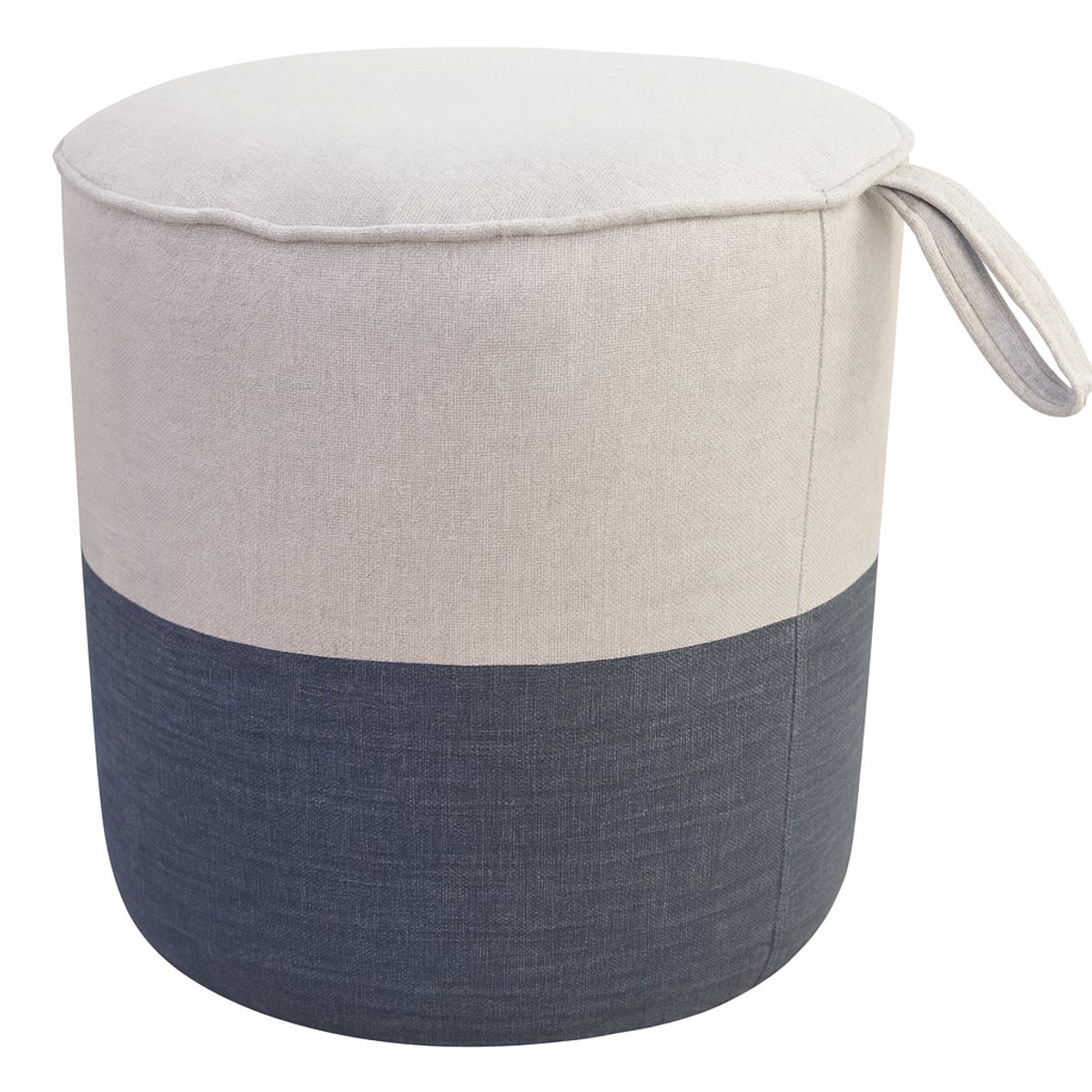 De Groen Home Comfort Poef van stof 40x30x30 cm - Moderne Voetenbank - Rond – Beige/Grijs - Comfortabele Zitzak stoel