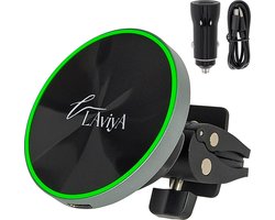 LAviyA Auto Telefoonhouder – 15W Magnetische Draadloze Oplader – Qi Snellader – Ventilatierooster – iPhone & Android – GSM Houder – Auto Accessories