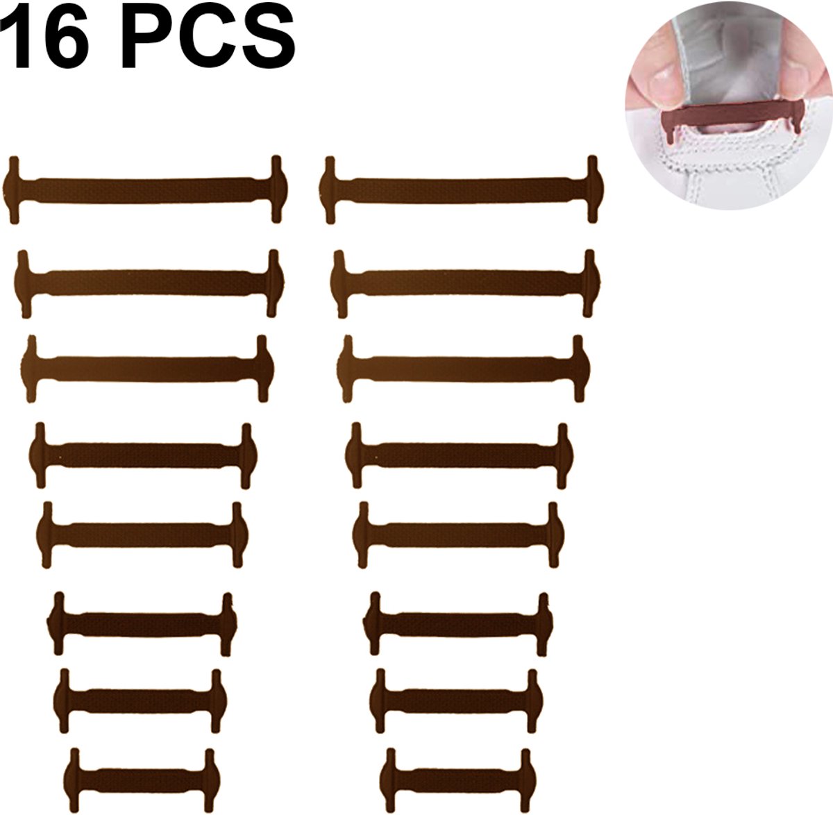 TuseRxln 1 Set Schoenveters - Veters - Elastische Veters - Voor alle schoenen - bruin