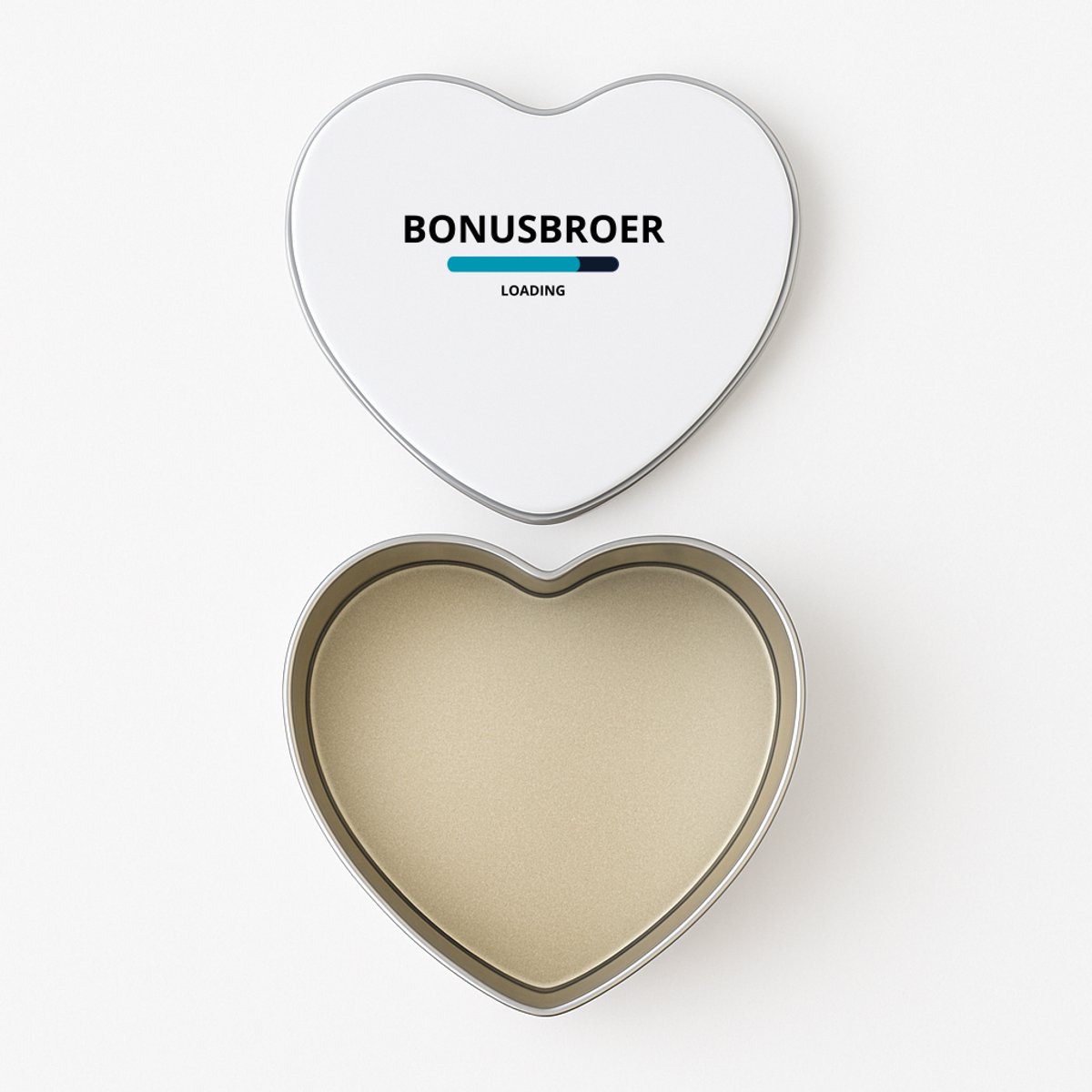 Hacebo® - bonusbroer loading koektrommel hart - ochtendkoffie laden - koekblik – koektrommels – bewaarblik - snoeptrommel - verjaardagscadeau - verjaardag - cadeau - cadeautje voor broer - broer artikelen - koek trommel - 15 x 15 CM