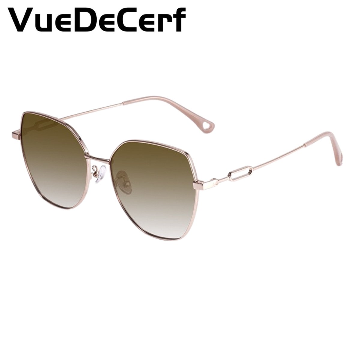 VueDeCerf Zonnebrillen voor dames – Theekleurige zonnebril - UV380 – Metalen brilmonturen – CAT 3 Zonnebrillen –Trendy Mode Montuur – UV-beschermende zonnebril
