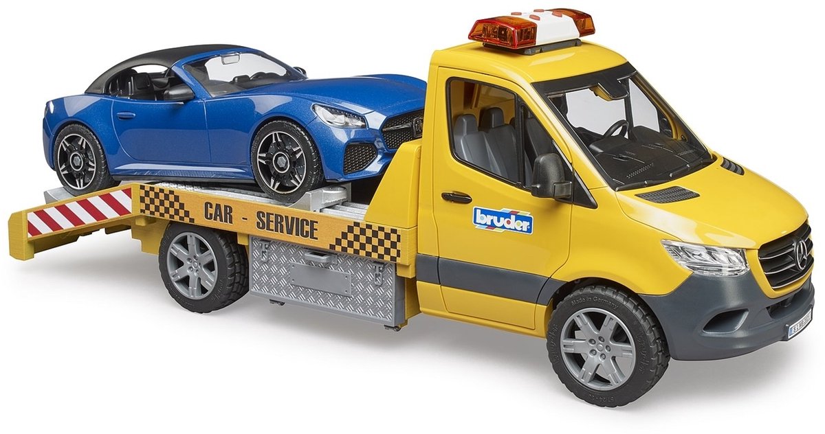 Bruder Mercedes Benz Transporter met Roadster