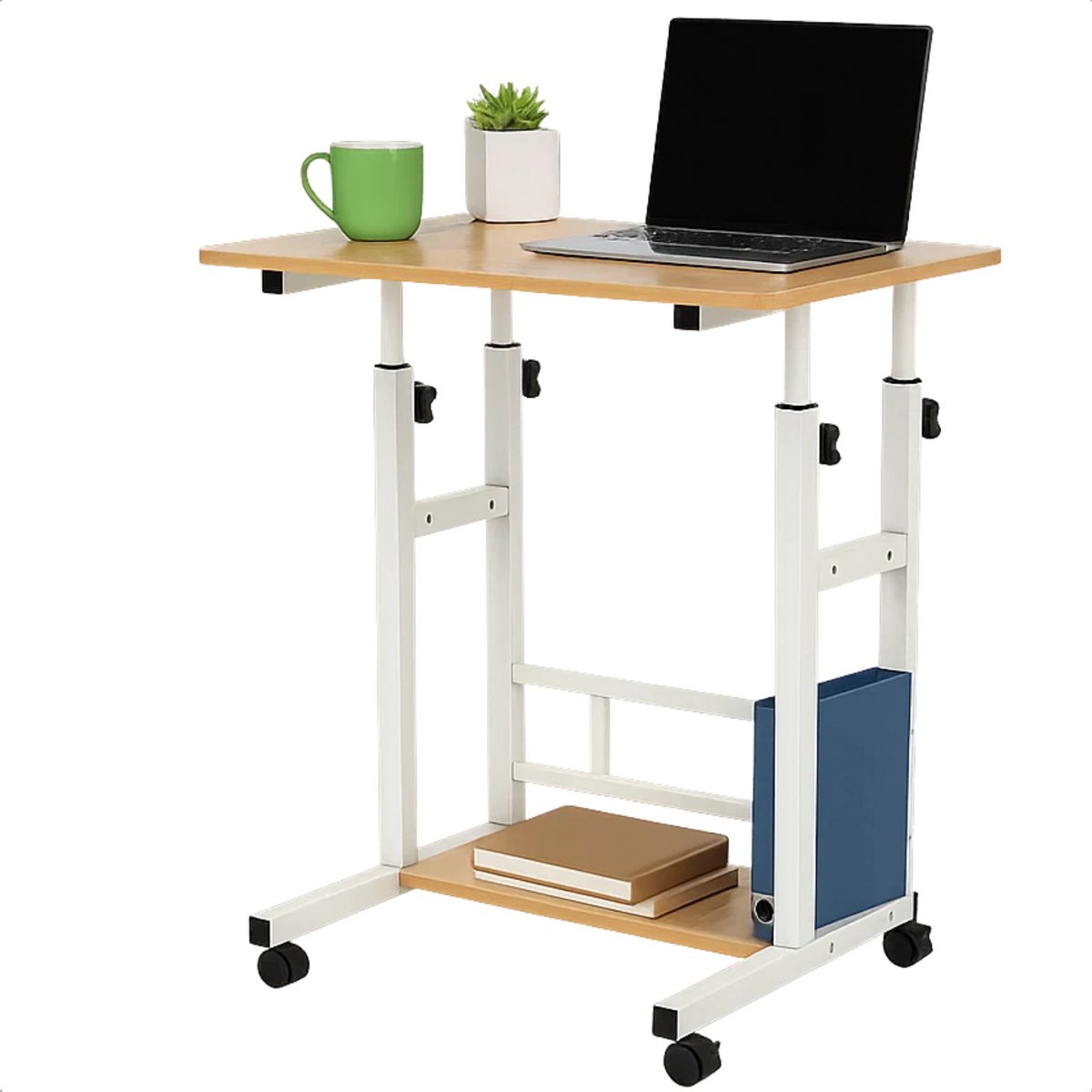 Lomera Verrijdbare Laptoptafel - Verstelbare Bedtafel - Hoogte Verstelbaar Tafelblad - Walnoot Tafelblad - Metalen Frame - Zwenkwieltjes Met Rem - Mobiele Bijzettafel - Houtlook - Ergonomische Laptop Tafel - Thuiskantoor nvt
