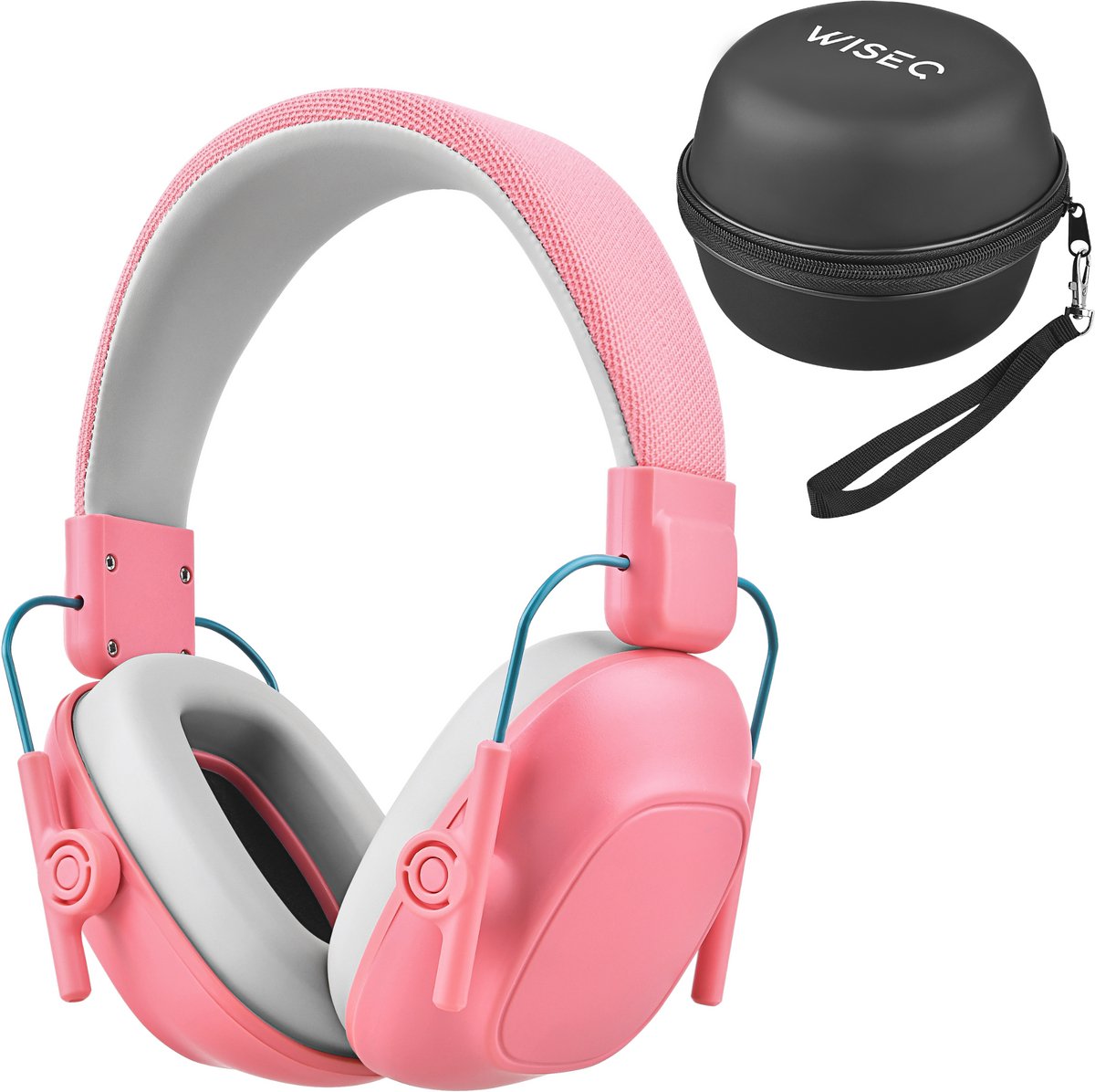 Oorkappen Kind Roze met Beschermhoes – Oorbeschermers Kinderen Voor Alle Leeftijden - Gehoorbescherming Kind - Demping Omgevingsgeluid 28dB – WiseQ