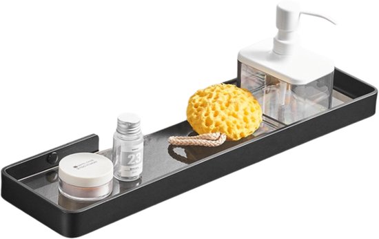 Bestdon Douchemand Zonder Boren - Doucheplank Zelfklevend In Een Set Van 2 Metalen Doucheplank Badkamerplank Voor Badkamer Slaapkamer Keuken Zwart Lengte 30 40cm