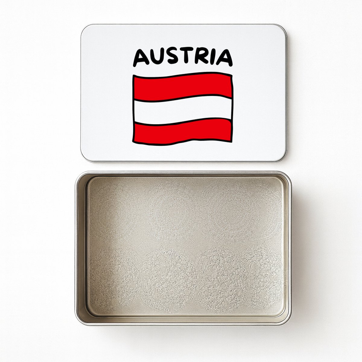 Hacebo® - Austria vlag koektrommel rechthoekig - Oostenrijk - reizigers - koekblik – koektrommels – bewaarblik - snoeptrommel - toerist - verjaardagscadeau - souvenir - vakantie - koek trommel - 20 x 13 CM