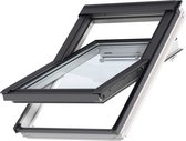 VELUX Dakraam GGL PK04 2070, 94x98cm, centraal scharnierpunt, wit gelakt met leisteen gootstuk (EDL 1000) en waterkerende manchet (BFX)