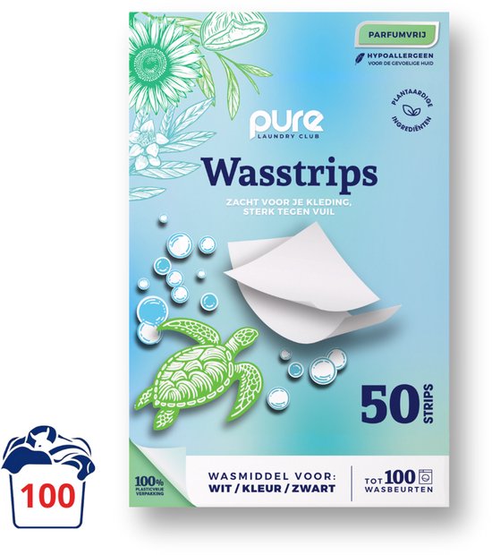 Pure Laundry Club Parfumvrije Wasstrips