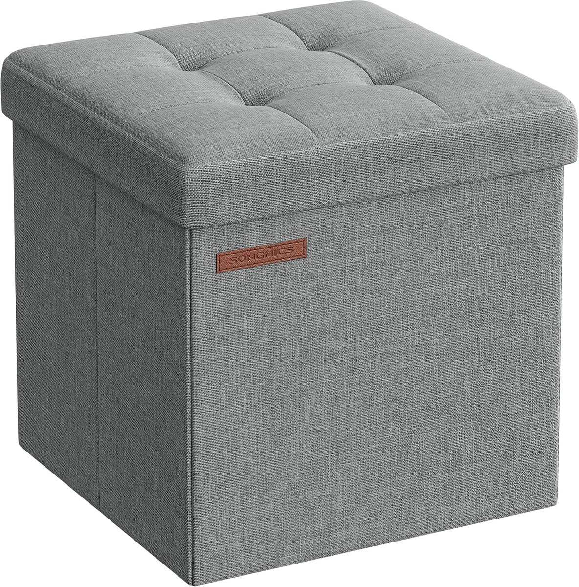 Songmics LSF028G02 Zitbank met opbergruimte, 30 cm, inklapbare zitkist, opbergdoos, voetenbank, lichtgrijs