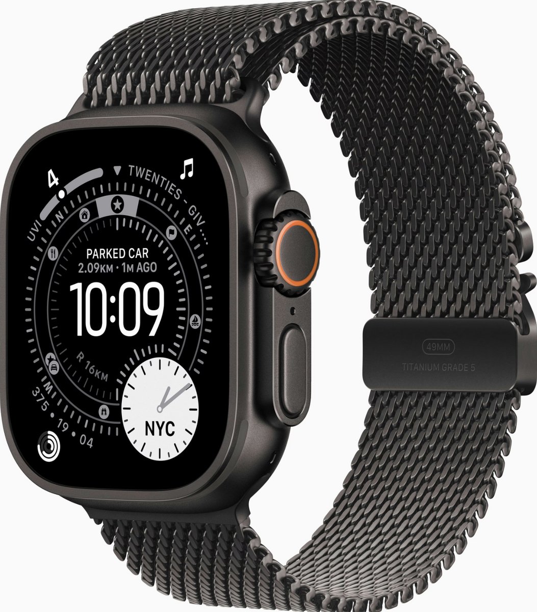 Apple Watch Ultra 3 gps + Cellular - 49mm black Titanium Case - Black Milanese Loop Medium Smartwatch