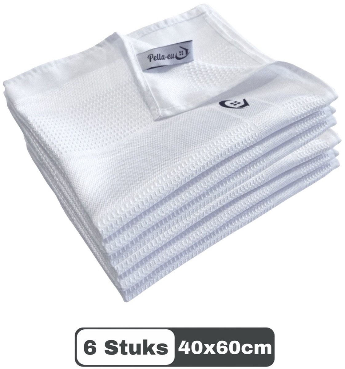 PELLA-EU - MICROVEZEL - MICROVEZELDOEKEN - SCHOONMAAKDOEKEN - 6 STUKS - WIT - 40x60cm