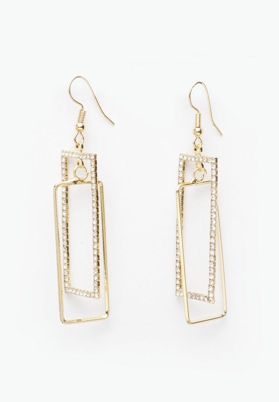 Boucles d'oreilles AVANT-GARDE PARIS Bling Crystal Strass - Géométriques 5,8 cm x 3,9 cm - 1 pièce - Doré et plaqué rhodium