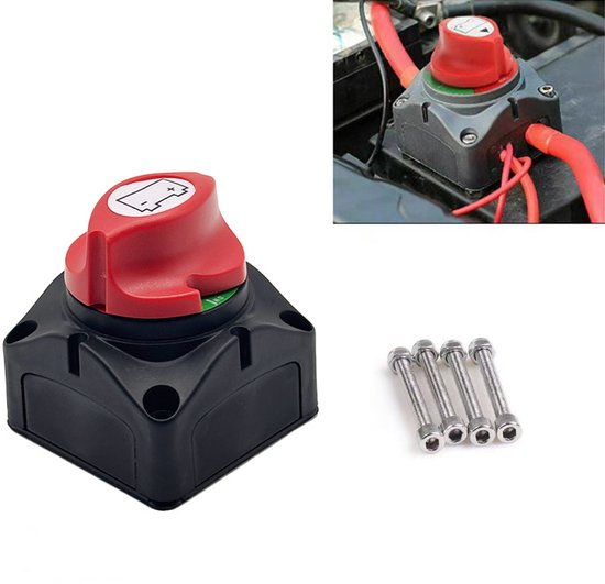 OUYLAF Accuschakelaar - Accu Schakelaar - Hoofdschakelaar - 12/24V - Rood -Hoofdstroomschakelaar