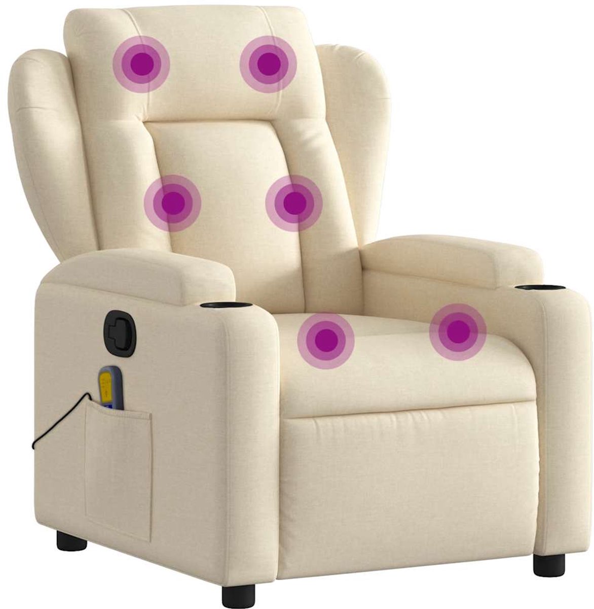 vidaXL Massagestoel - verstelbaar - stof - crèmekleurig