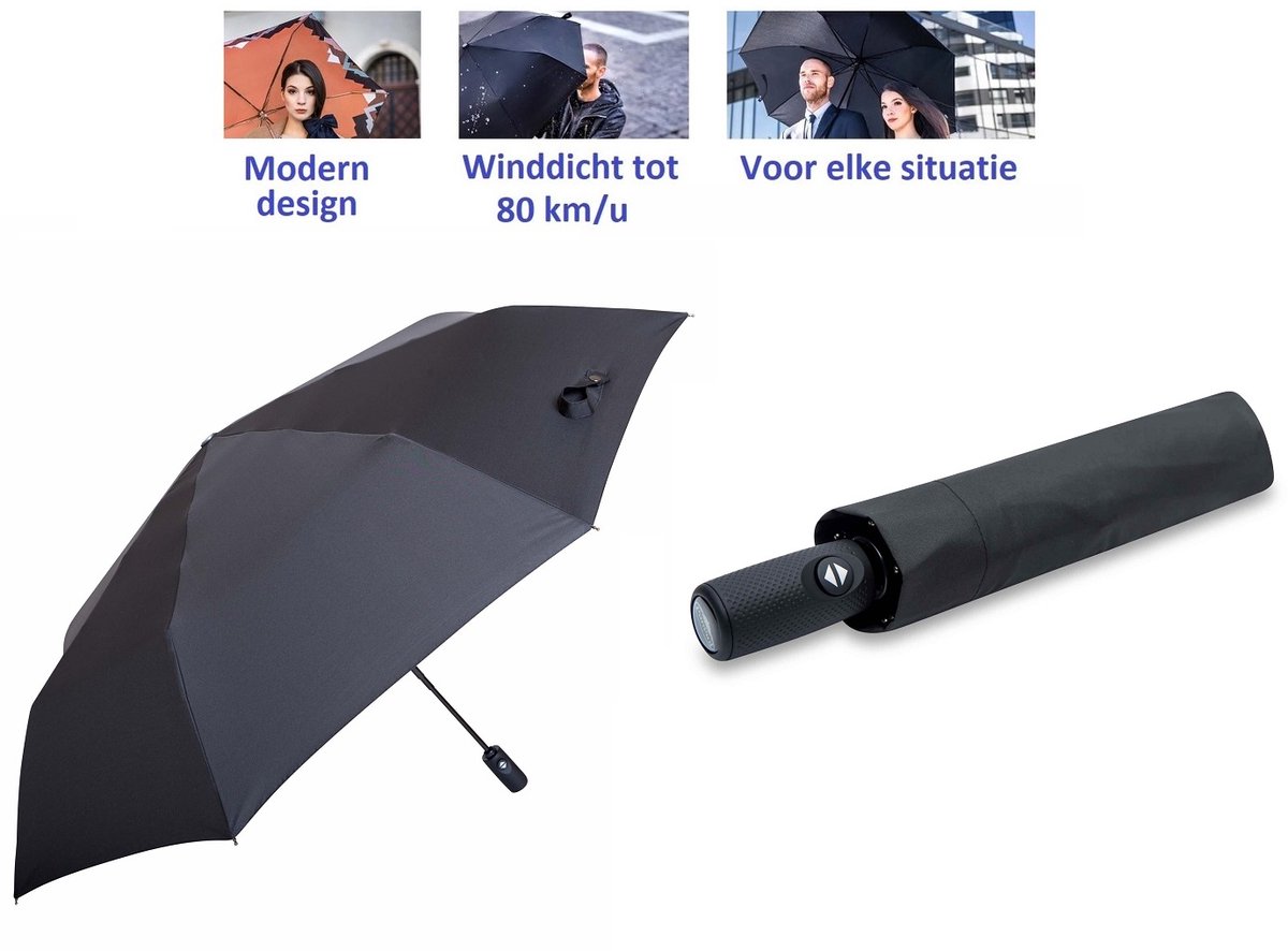Paraplu voor heren - Paraplu voor mannen - Herenparasol. Automatische open en te sluiten paraplu. Stormparaplu - Winddicht tot 80 km/u. Carbon Steel. Lichtgewicht en Duurzaam - Ø 114 cm. Reisparaplu / Waterdicht / Modern design / Hoge kwaliteit.