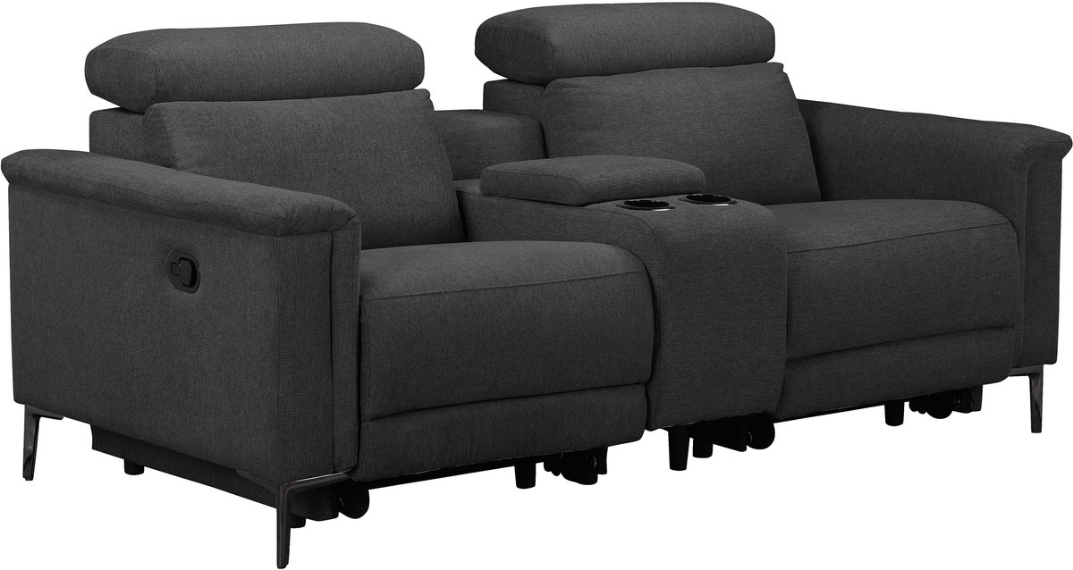 Notio Living Lund-Dubbele relaxfauteuil met handmatige functie in stof antraciet Grijs
