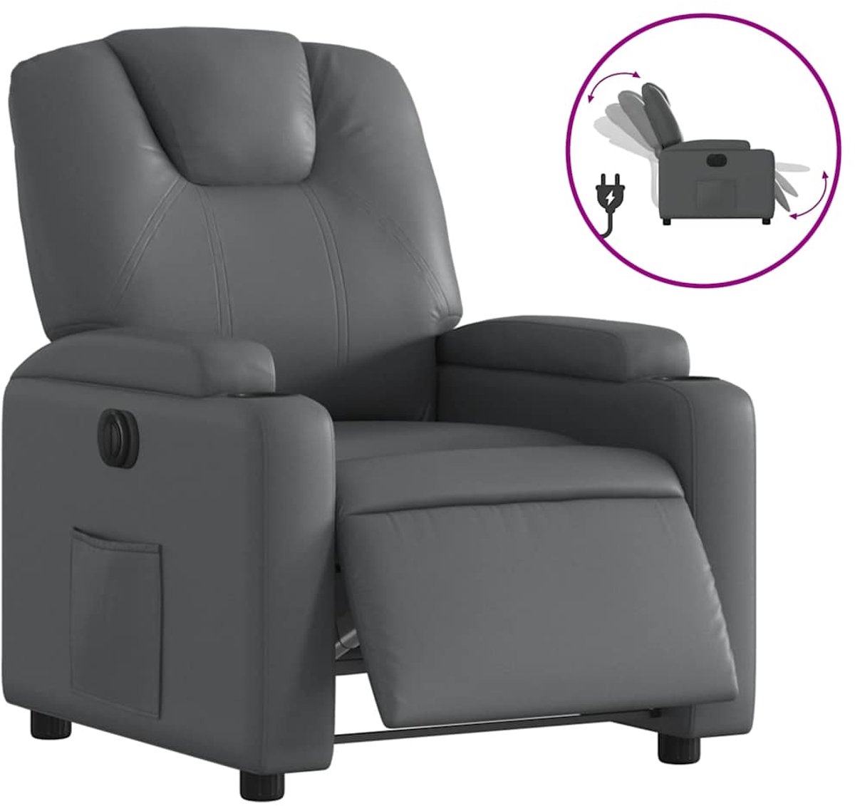 vidaXL - Fauteuil - verstelbaar - elektrisch - kunstleer - grijs