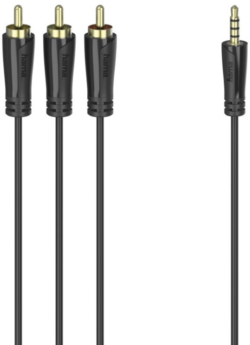 Hama Verbindingskabel 3,5-mm-jack-stekker 4-pol. - 3 Cinch-stekker 1,5 M