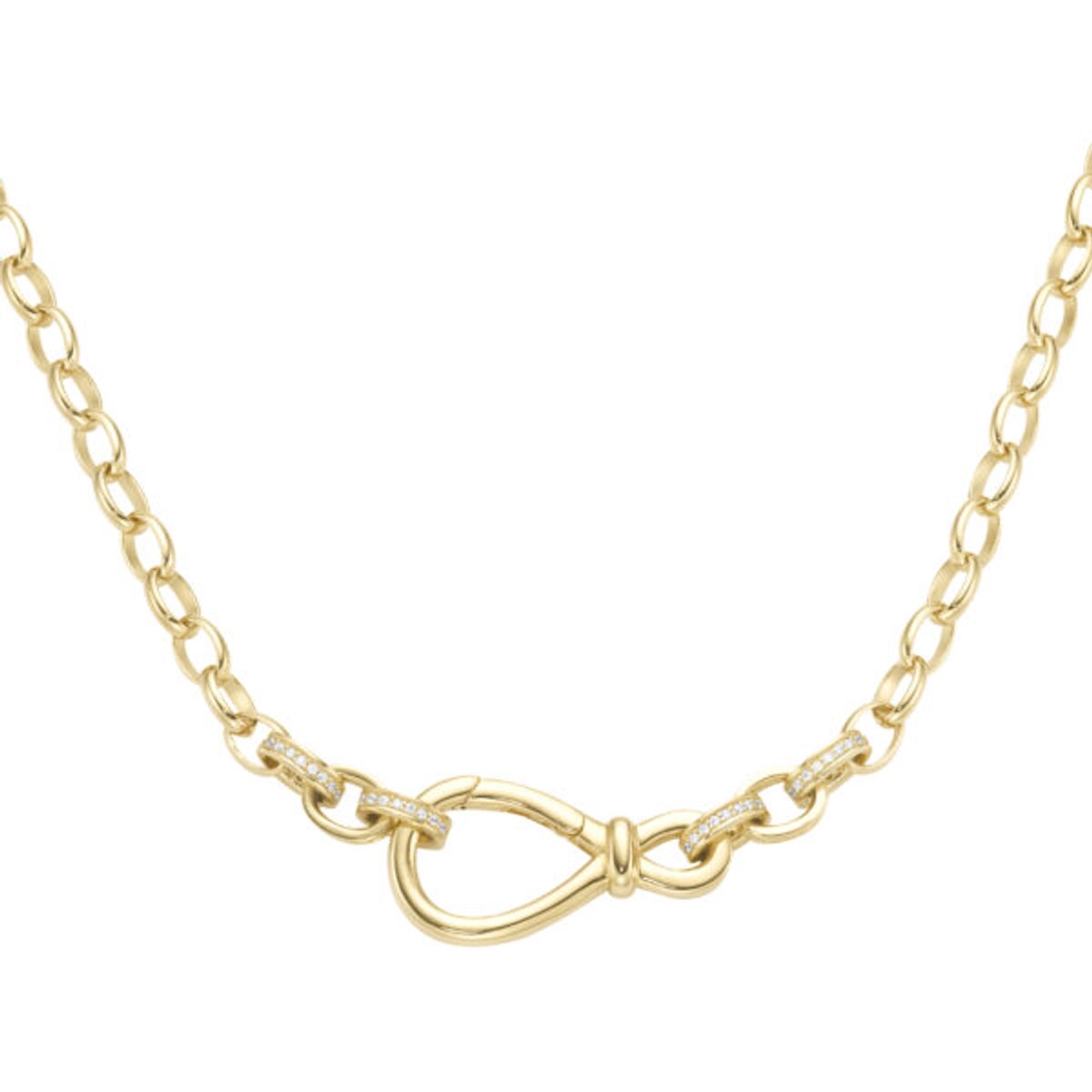 Giorgio Martello collier / ketting 45 cm briljant geslepen zirkonia in 6 ogen geelgoud verguld | goudkleurig 925/- Sterling zilver met klap slot.