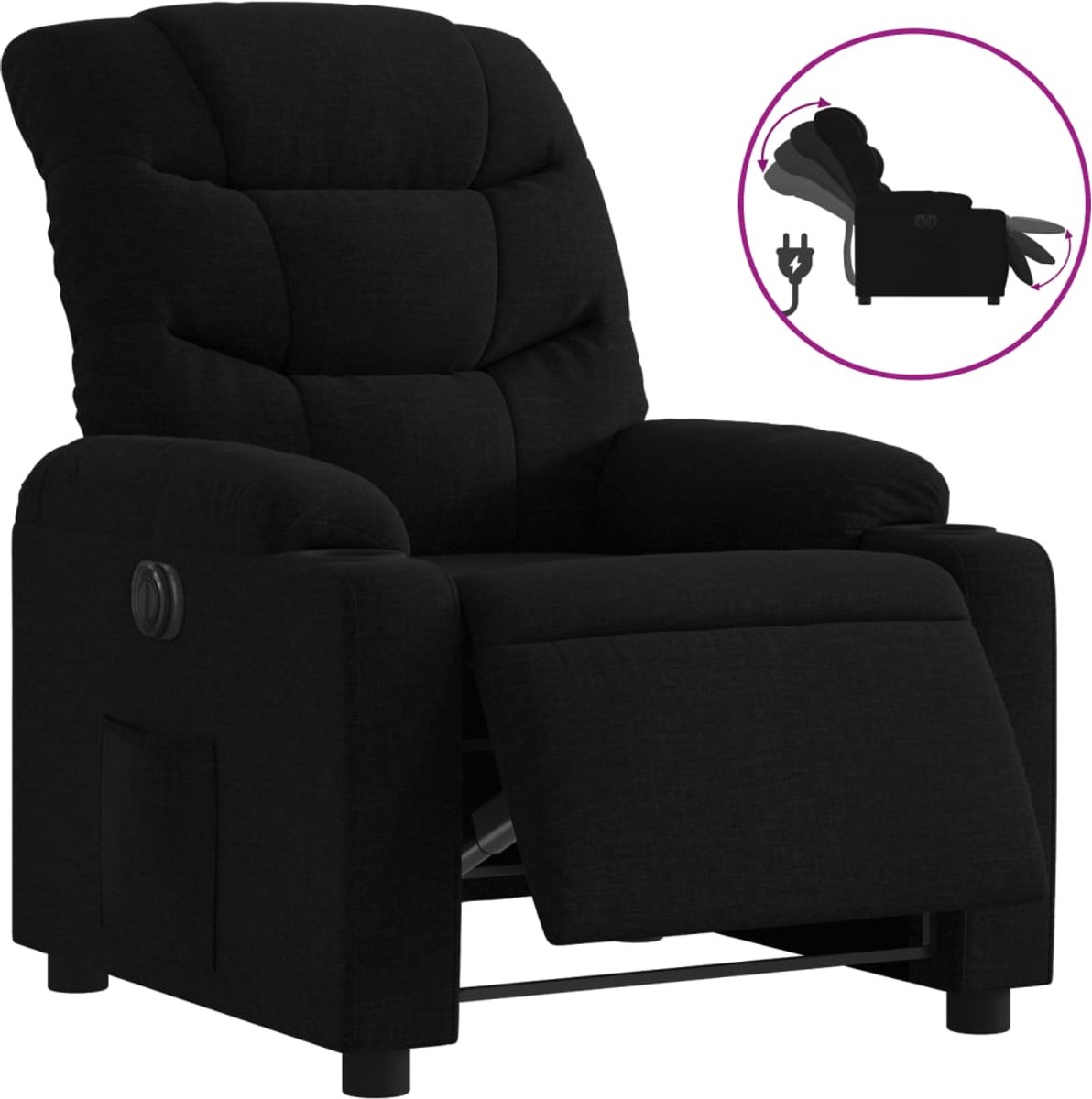 vidaXL Fauteuil - verstelbaar - elektrisch - stof - zwart