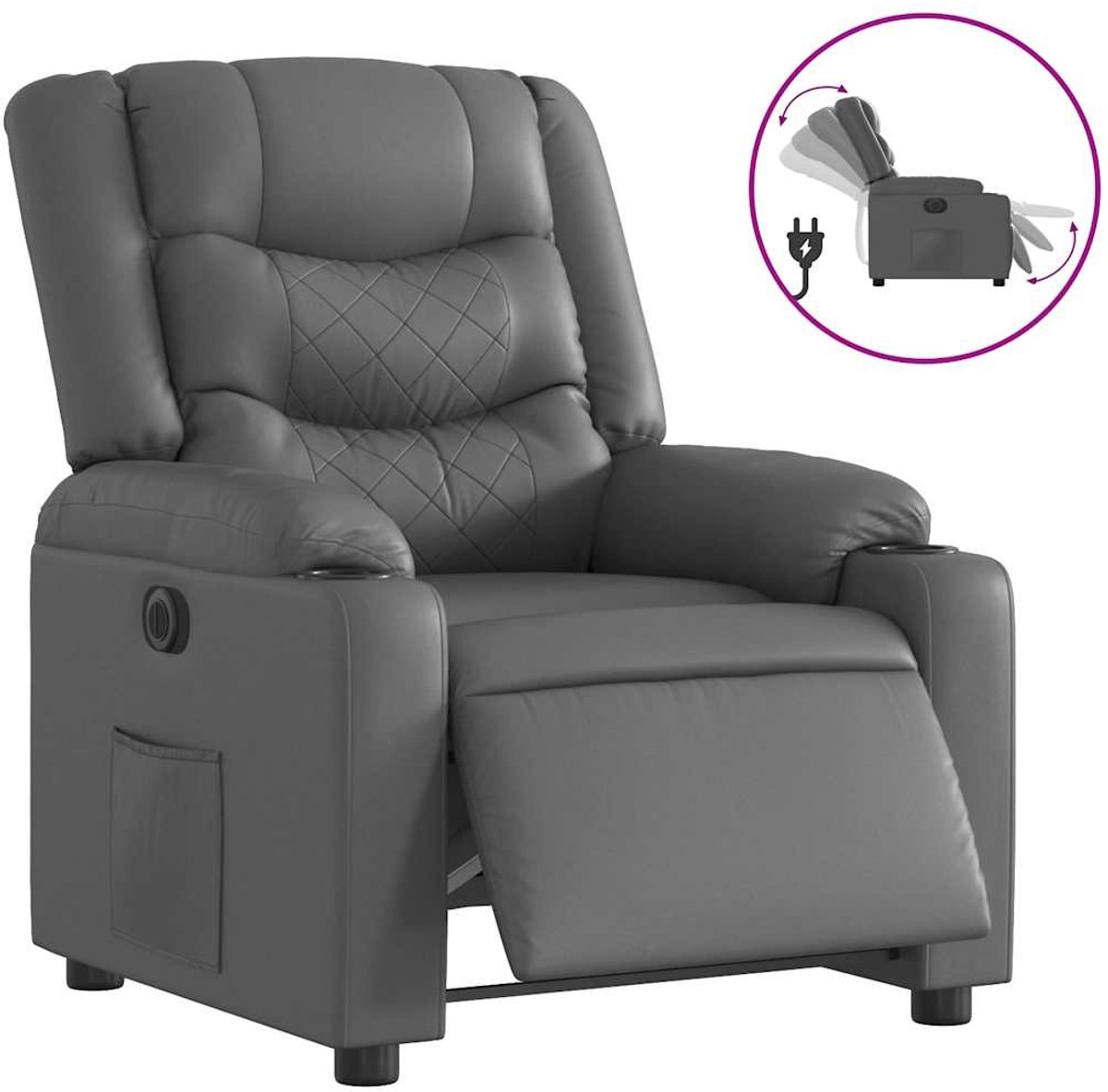 vidaXL Fauteuil - verstelbaar - elektrisch - kunstleer - grijs