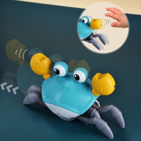 Kruipende krab met sensor, buikligging, babyspeelgoed met muziek en lichtjes, interactief speelgoed voor kinderen, leerzaam en vermakelijk, verjaardagscadeau (blauw) van Atoylink — afbeelding 2